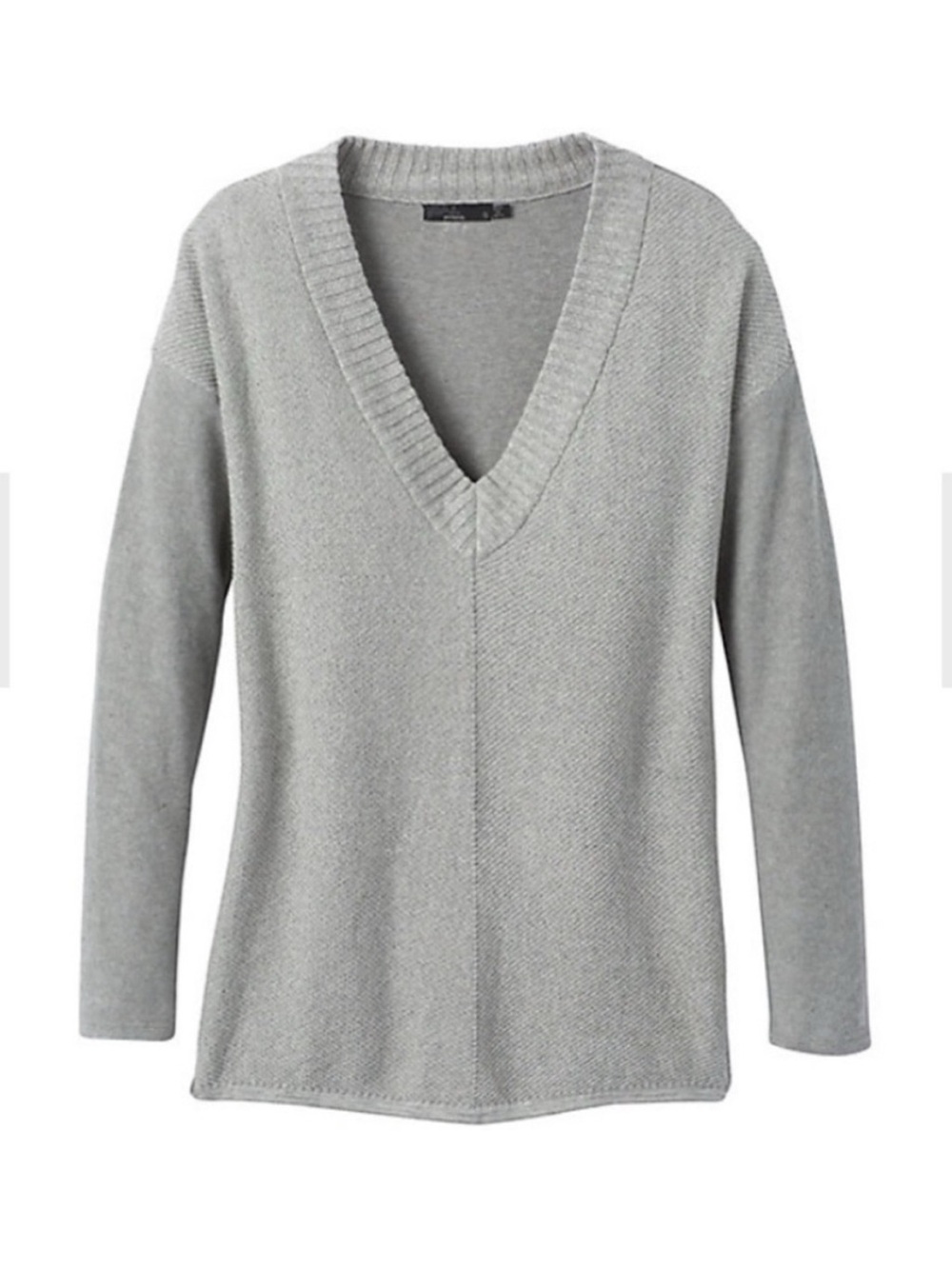 PrAna Cedros Gray 100% Organic Cotton V-Neck Tunic Sweater Womens sz M